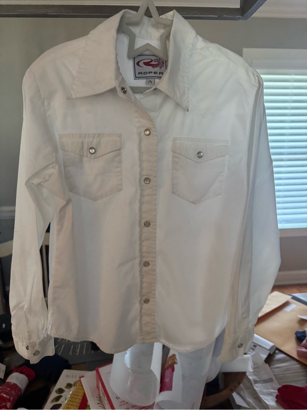 Roper White Long-Sleeve Western Snap Shirt